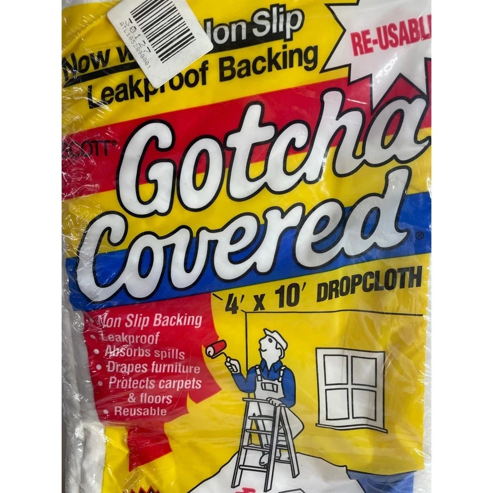 Scott Gotcha Covered 4 x 10 Drop Cloth Painter Tool Reusable Non Slip Leakproof